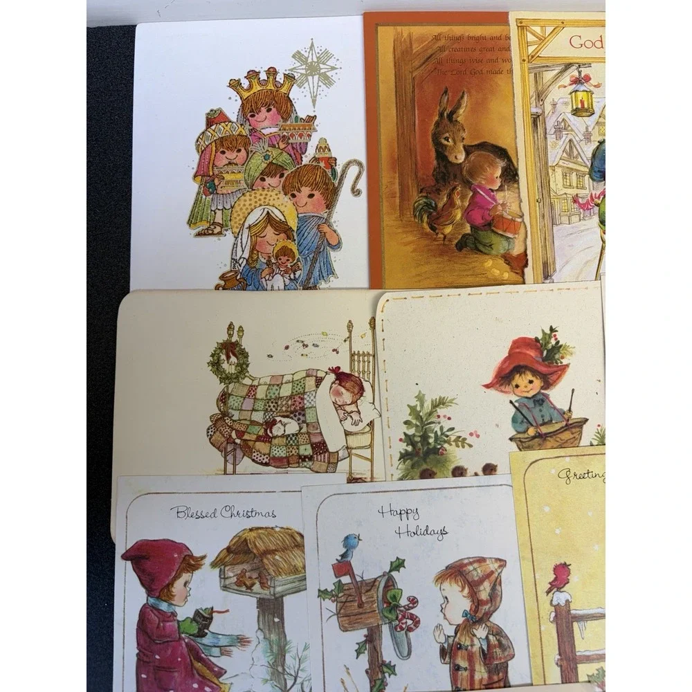 Vintage Christmas Cards Fronts ONLY Kids Children Scrapbooking Crafts Lot of 50+